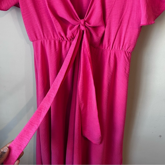 Barbiecore Pink Tie-Front Dress | Romantic Coquette Style Women’s Sz Medium - Picture 3 of 4
